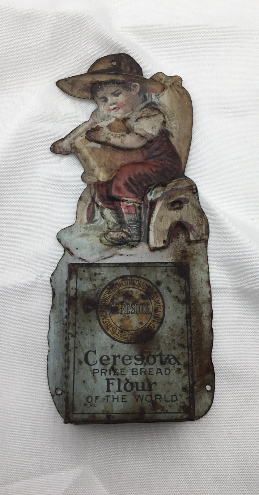 Antique Ceresota Flour Tin Match Safe : Embossed Litho Advertising early 1900’s