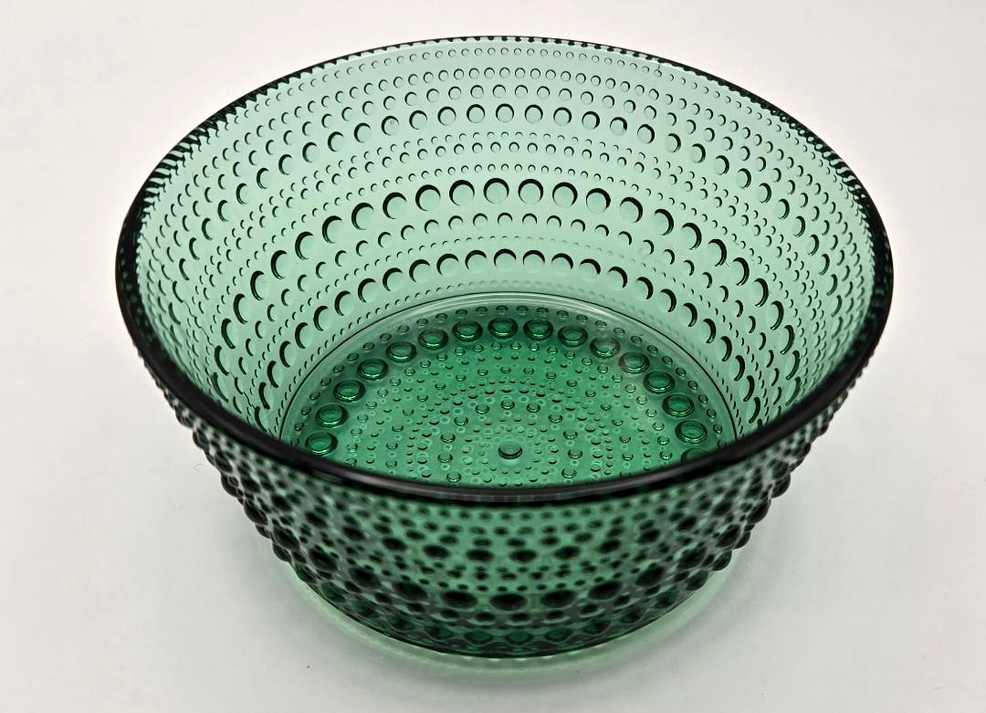 Iittala Kastehelmi Sm. Pine Green Glass Bowl Oiva Toikka Finland New 4.25\
