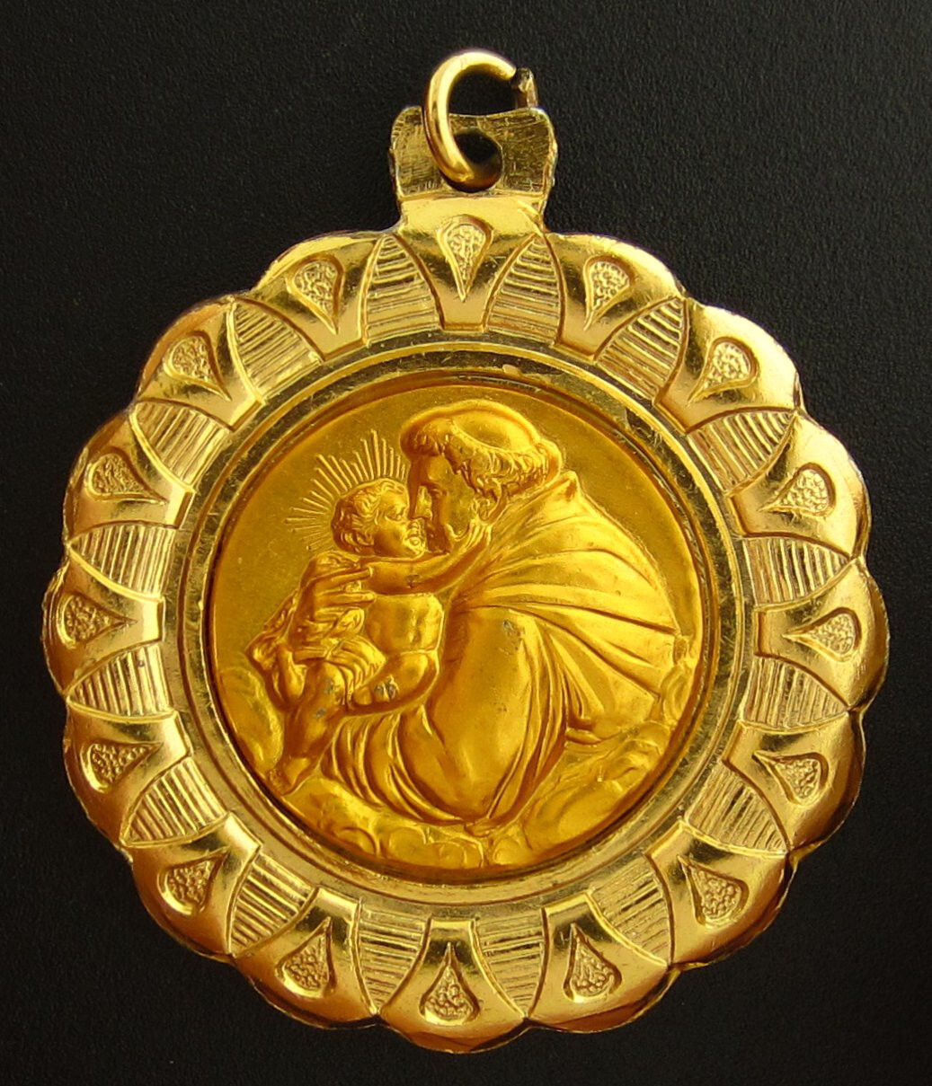 Vintage Saint Anthony Medal Aluminum Patron of Lost Items  Large Light in Weight