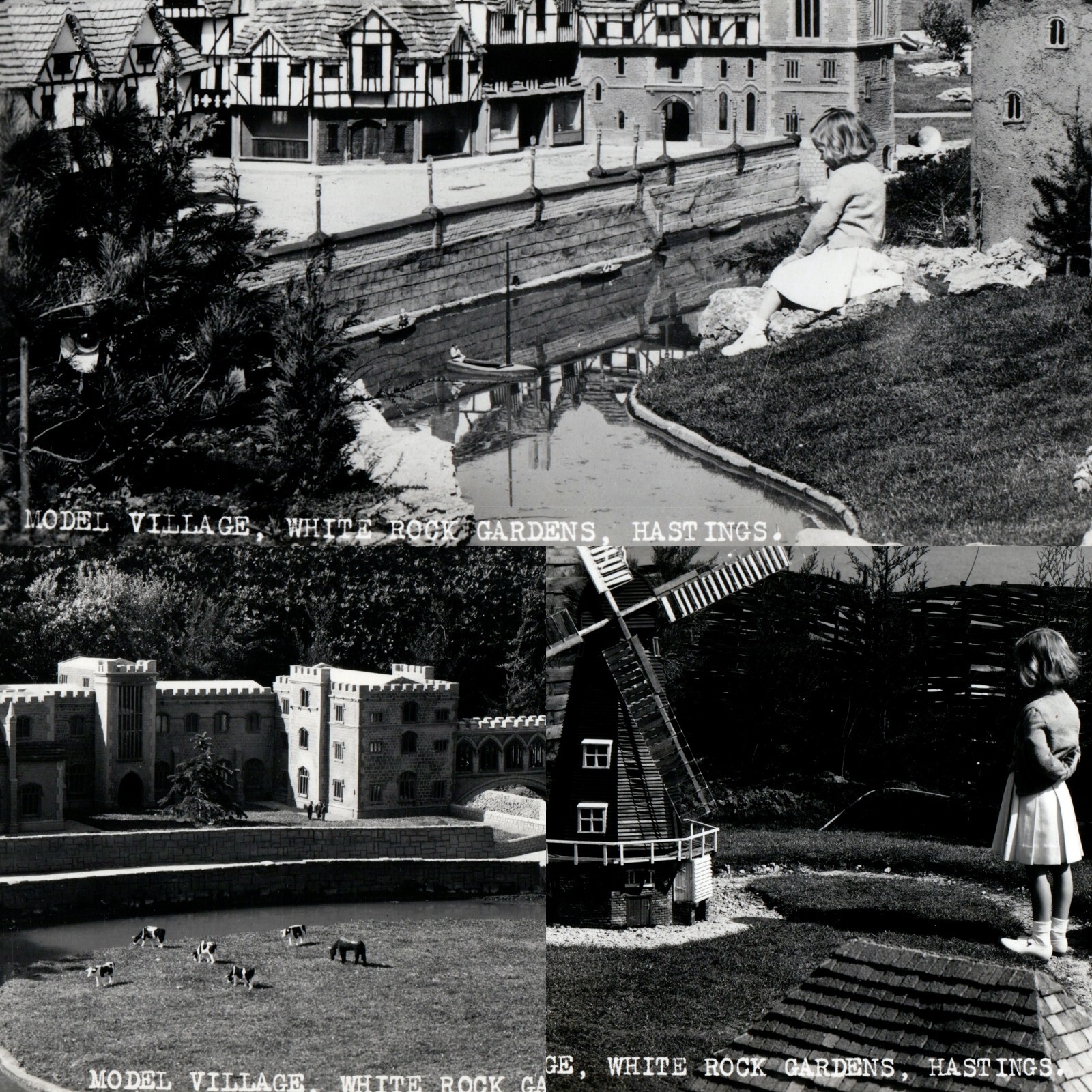 x3 LOT c1940s Hastings, UK RPPC Model Village White Rock Gardens Sussex Girl
