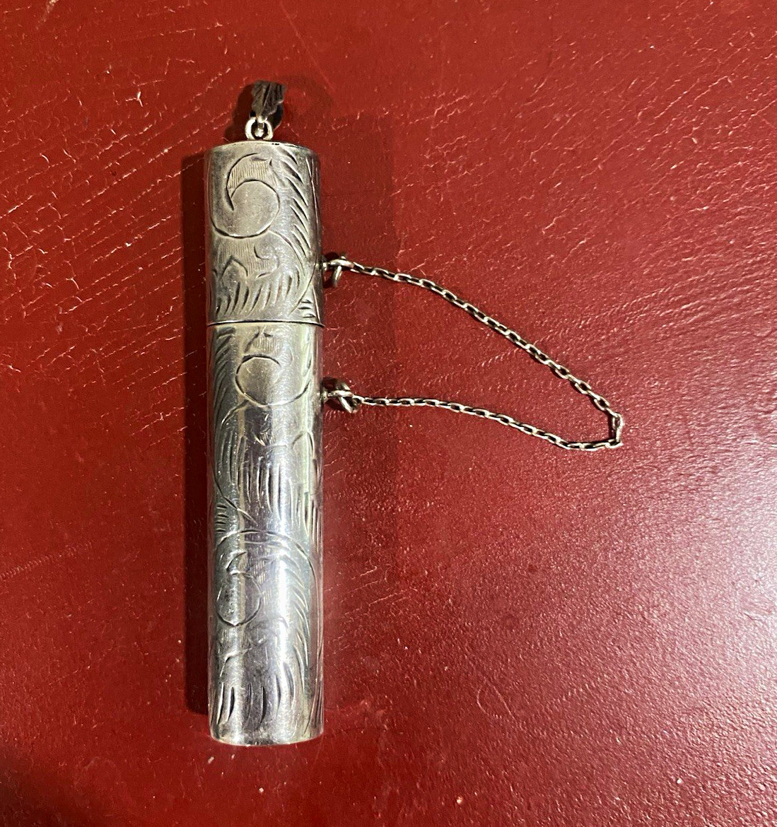 Antique Sterling Silver  Seamstress Needle Holder Pendant
