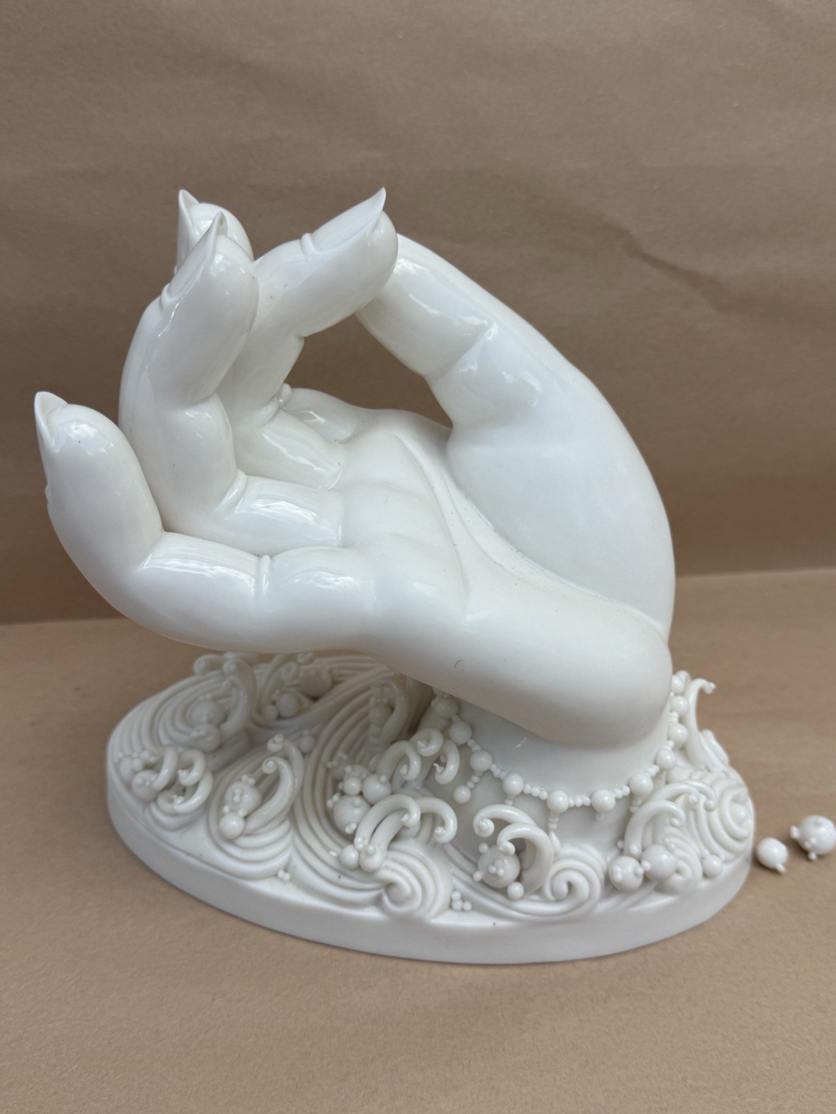 Peter Ting For Contrasts White Glazed Porcelain Buddha Hand Sculpture As Is Peter Ting For Contrasts White Glazed Porcelain Buddha Hand Sculpture As Is
