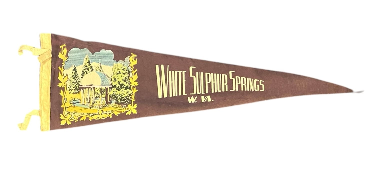 White Sulphur Springs 27 Inch Pennant Felt Tassels Souvenir W. VA.