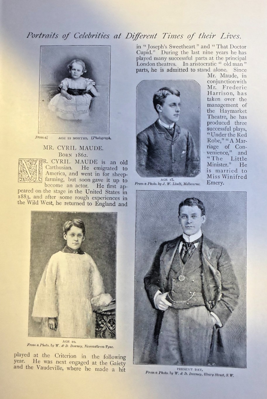 1898 Vintage Magazine Illustration Actor Cyril Maude