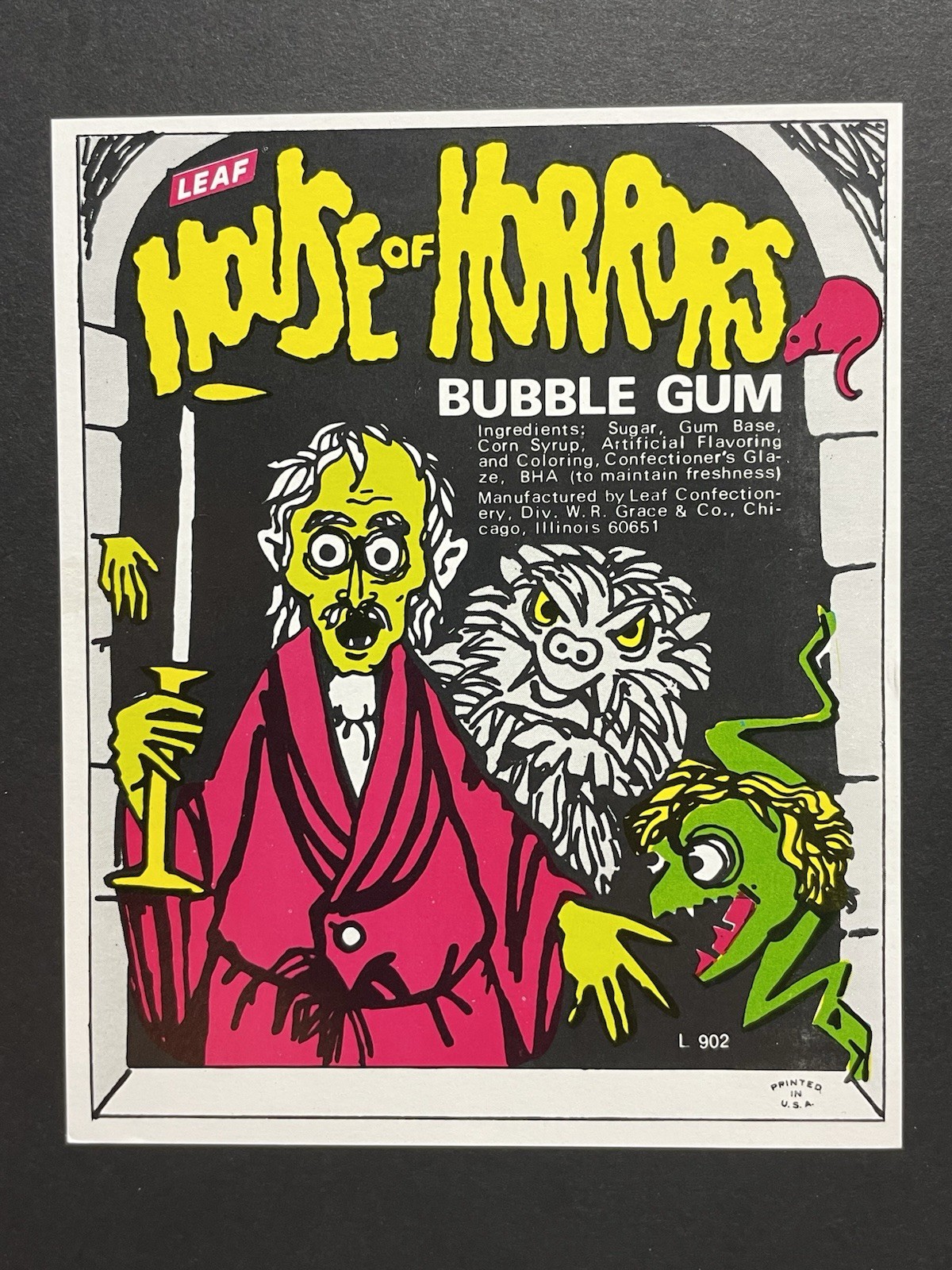 1970\'s Leaf HOUSE OF HORRORS Bubble Gum Machine Card Monsters Horror Vintage