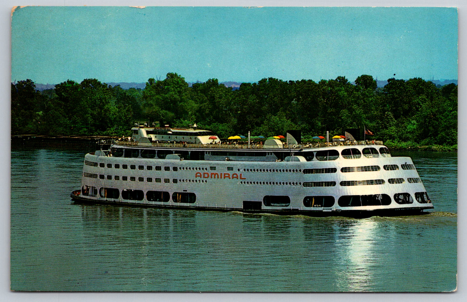 Vintage 1957 S.S. Admiral Postcard, Mississippi River, St. Louis