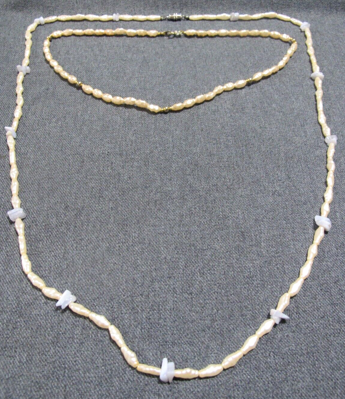 Vintage faux baroque plastic pearls goldtone 18