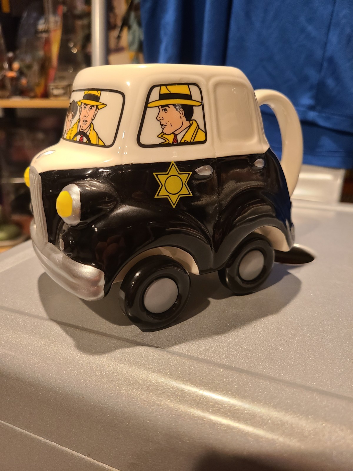 Applause Dick Tracy Vintage Coffee Mug Police Car Working Wheels Made In Korea