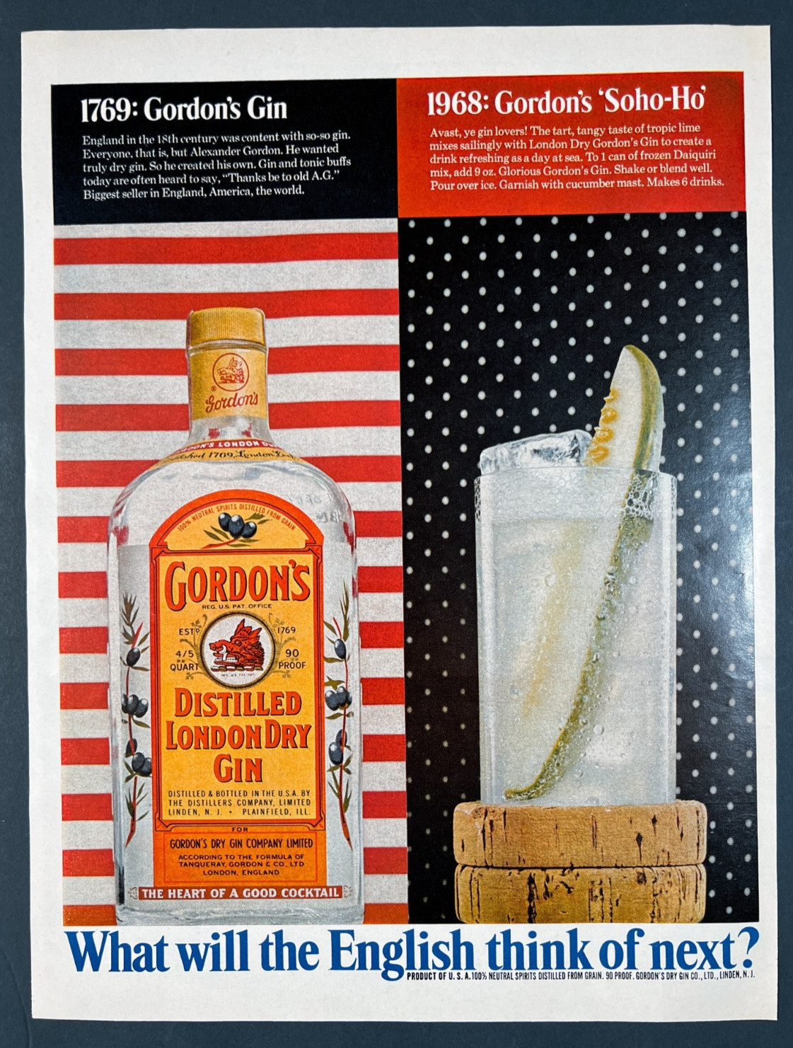 1968 Gordon\'s London Dry Gin \