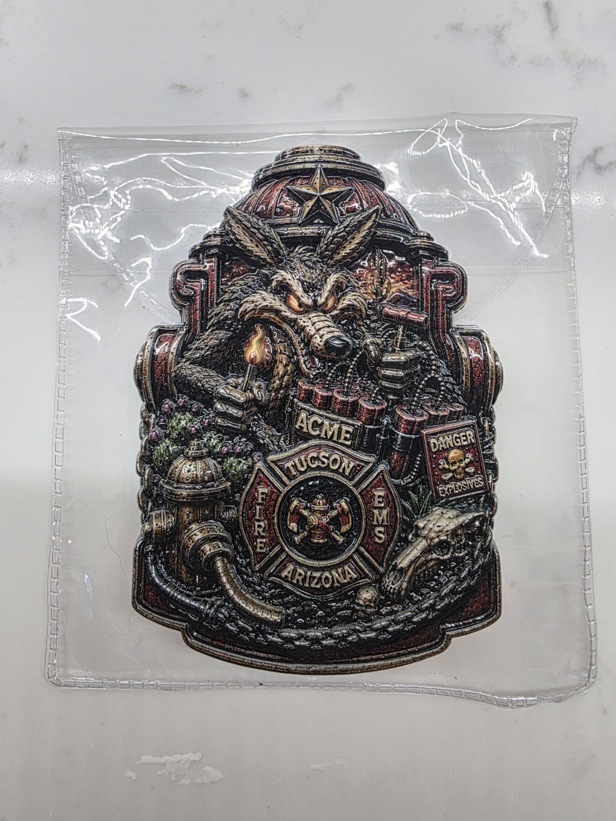 🔥RARE🔥 TUCSON ARIZONA WILE E. COYOTE ROAD RUNNER LOONEY TUNES CHALLENGE COIN