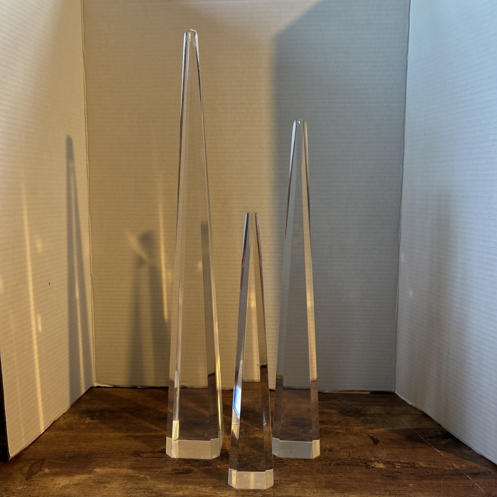 MCM Herb Ritts Lucite Acrylic Astrolite Obelisk Pyramids Set of Three