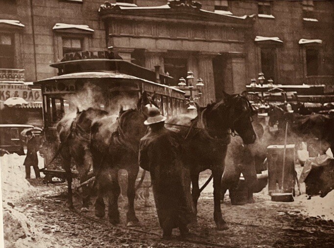 Alfred Stieglitz, 1864-1946, “The Terminal,” Horse Drawn Streetcar, NYC, 12x18” Alfred Stieglitz, 1864-1946, “The Terminal,” Horse Drawn Streetcar, NYC, 12x18”