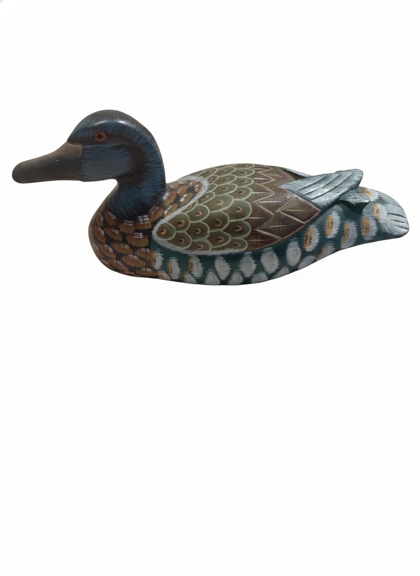 Vintage Hand Painted Carved Wood Decoy Duck Figure 11.5in