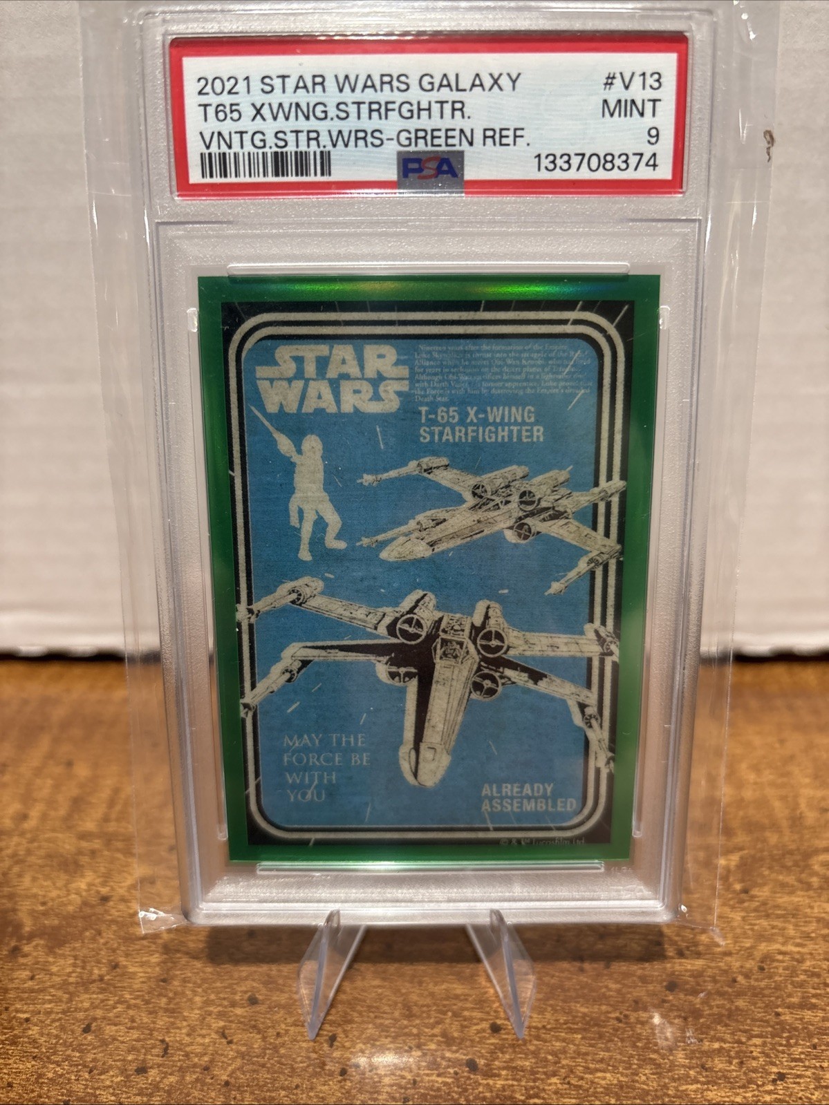 2021 Topps Chrome Star Wars V-13 Vintage Star Wars Card Green Refractor PSA 9