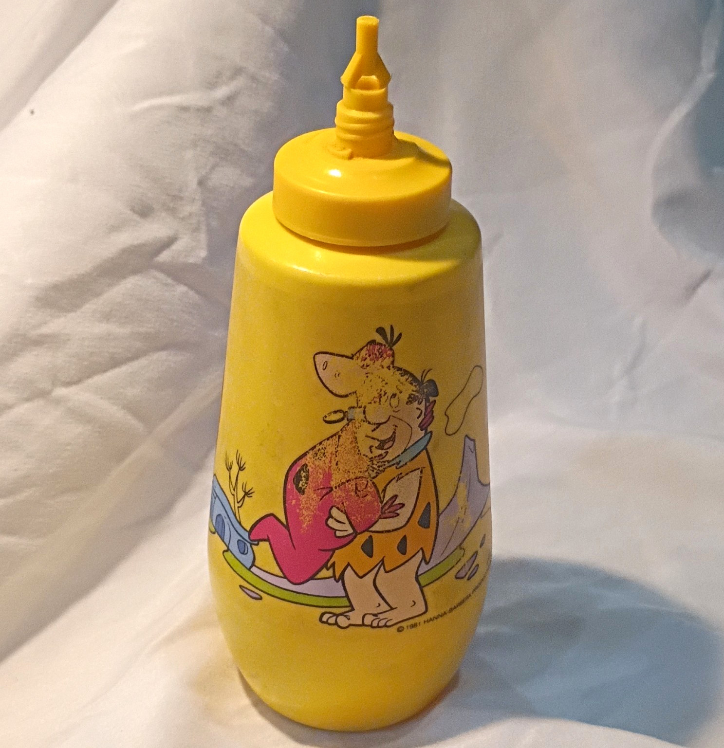 Vintage 1981 French's Mustard Flintstones Fred Dino Hanna Barbera Bottle 16oz