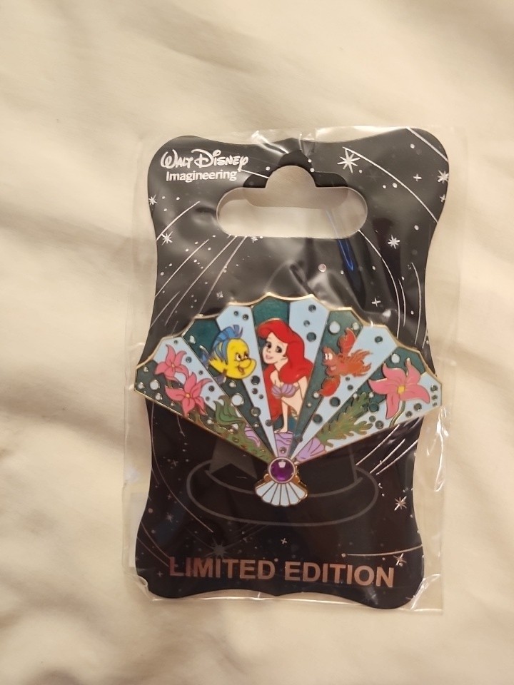 Ariel Floral Fan Pin - Disney WDI MOG ‘Little Mermaid’ LE 300 Sebastian Flounder