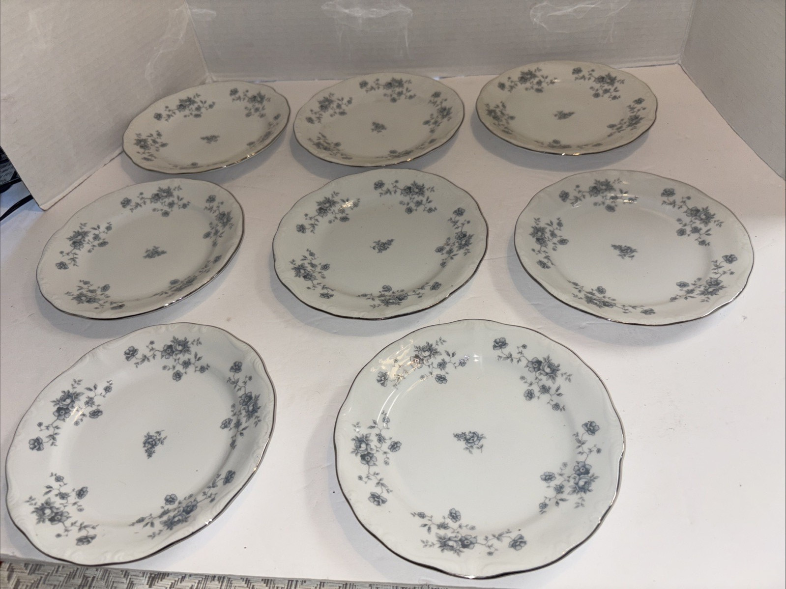 8-JOHANN HAVILAND  Bread Dessert BLUE GARLAND PLATES BAVARIA GERMANY 1970'S