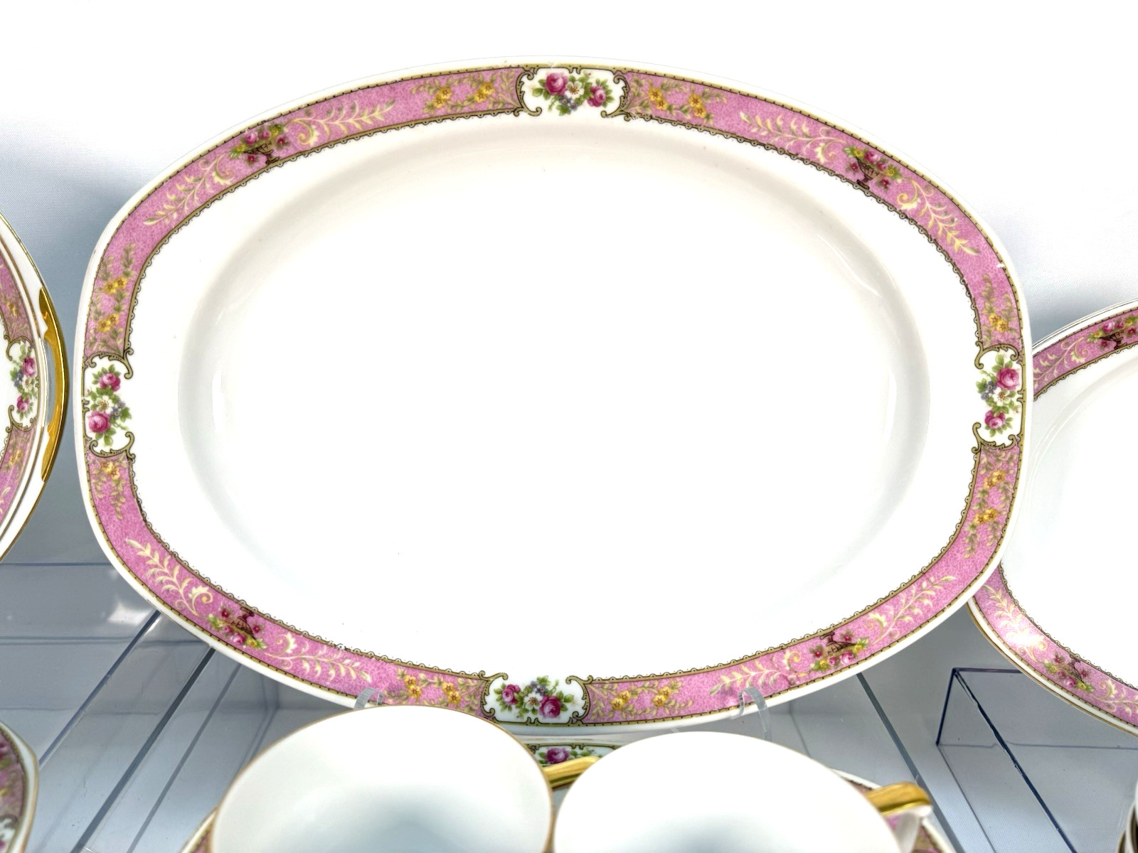 52pc TK Thun Czechoslovakia DuBarry Pink Gold Porcelain Dinnerware Set Rare VTG