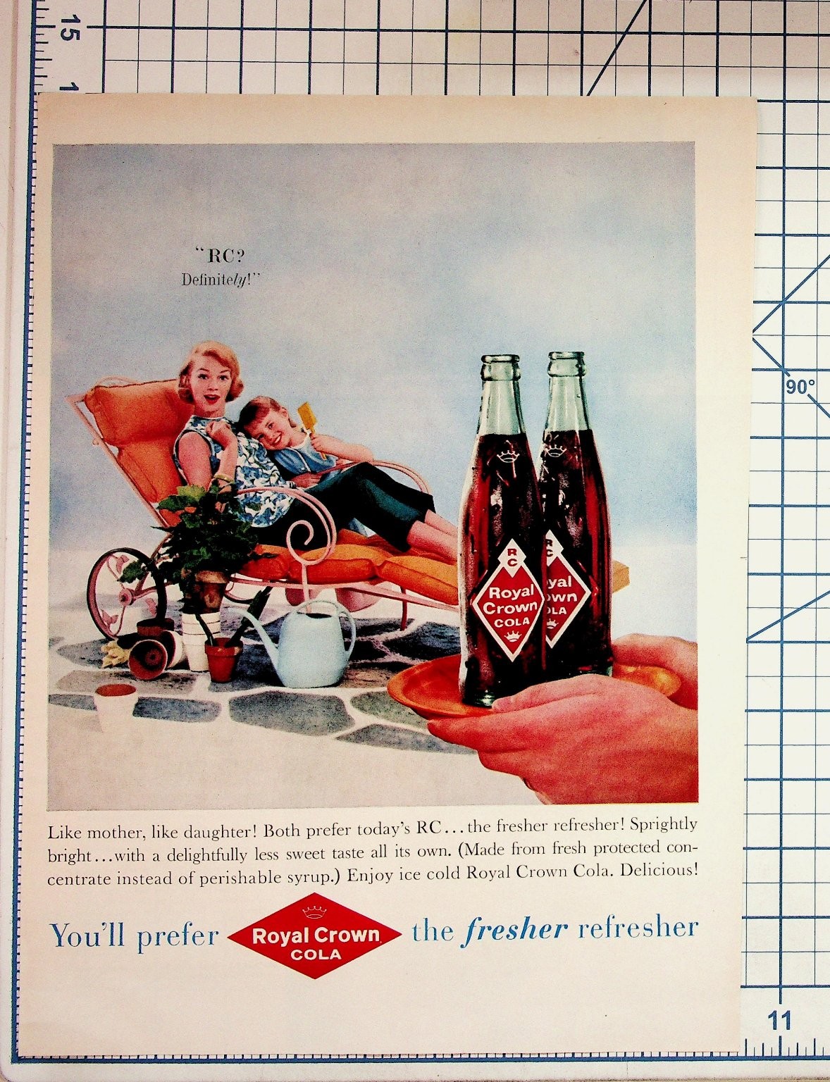 Vintage Royal Crown Cola RC Soda Pop Magazine Ad 1950s Mother Daughter