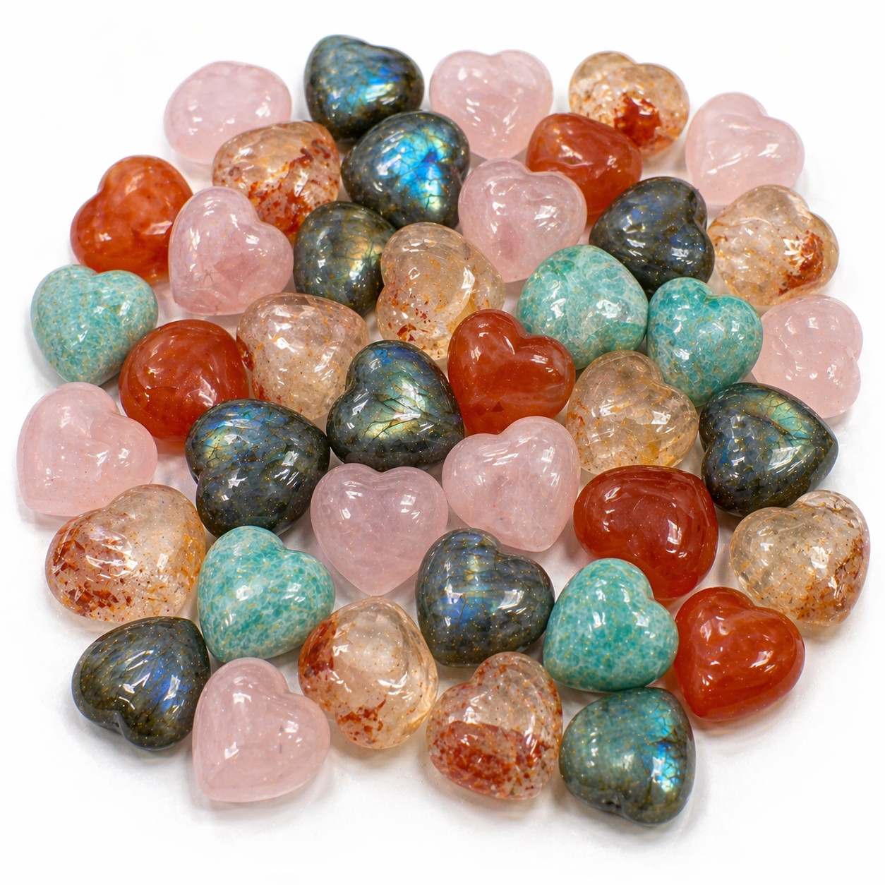 5 KG (11 lb) Mixed Mini Crystal Heart Bulk Lot - Multicolor Mini Heart Crystal