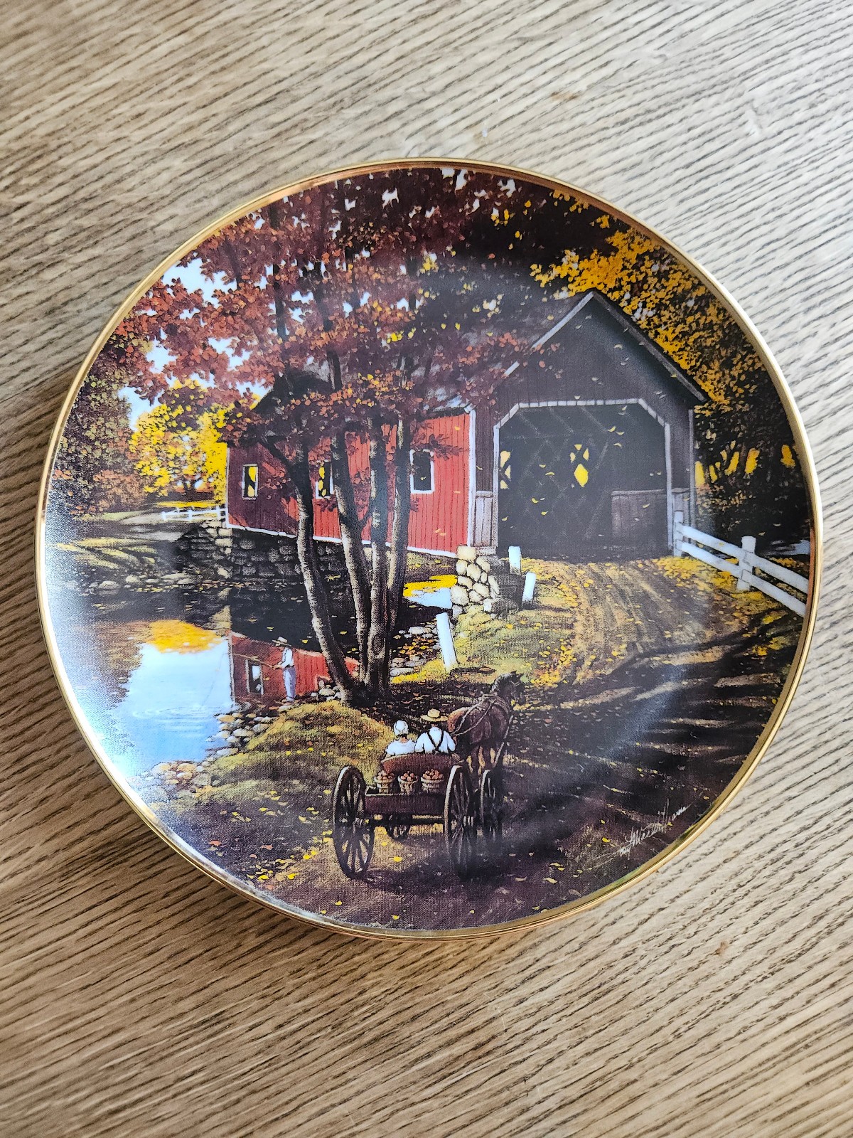 The Old Covered Bridge - Franklin Mint Heirloom Limited Edition Collectors Plate