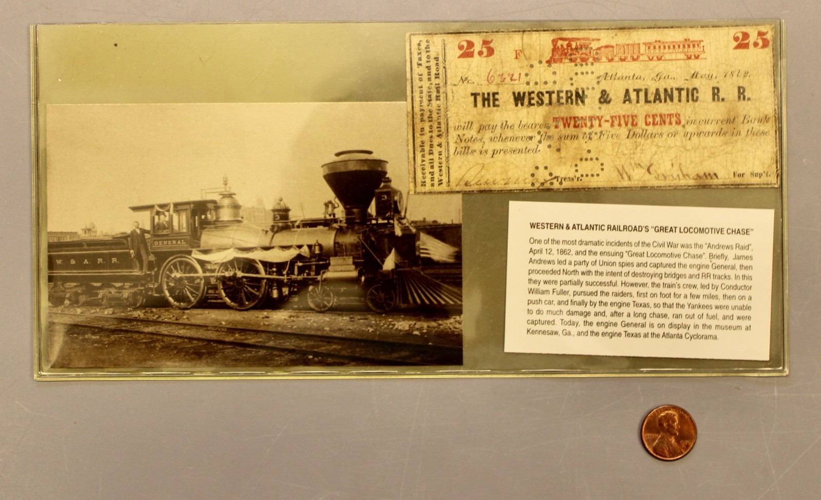 08/25 Authentic 1862 Civil War Era Western & Atlantic R.R. 25¢ Ticket +