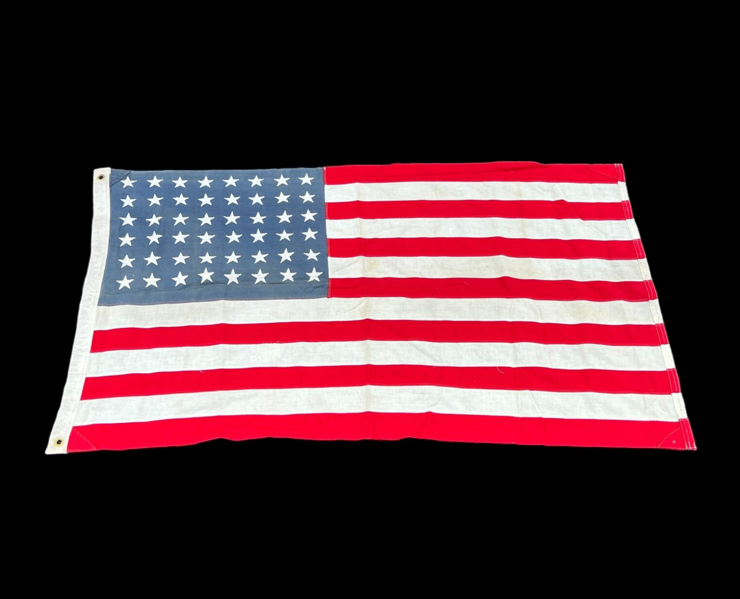 VTG 48 Star American Flag Linen 3 x 5 feet USA Distressed No Markings