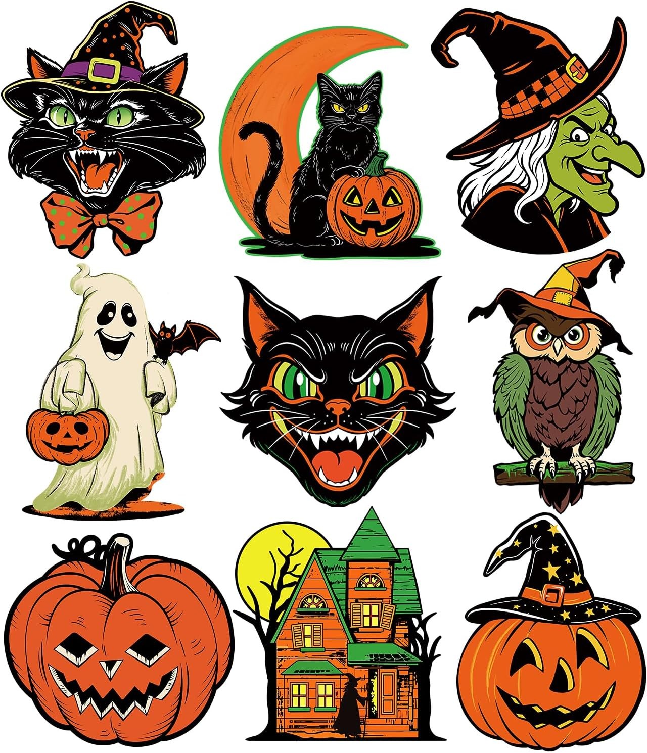 Large Vintage Halloween Decorations Double-Sided Cutouts Style 2