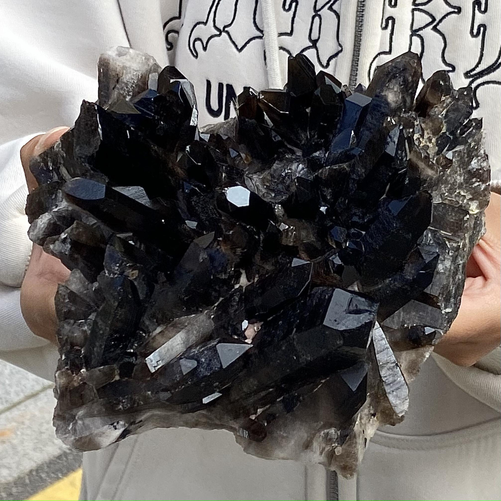 3.44LB Natural Rare Beautiful Black QUARTZ Crystal Cluster Mineral Specimen