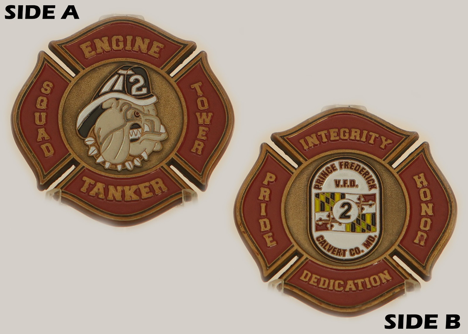 Prince Frederick VFD Station 2 Fire Department Bulldog Challenge Coin  M#6