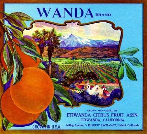 Wanda Orange Etiwanda Upland San Bernardino Citrus Fruit Crate Label Art Print