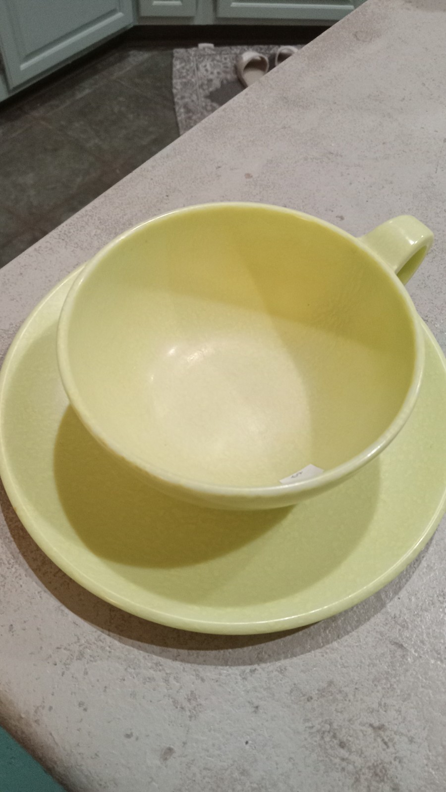 7 Vintage  Yellow Speckle Spatter  Dailyware  Melmac Melamine Cup Saucer Set 