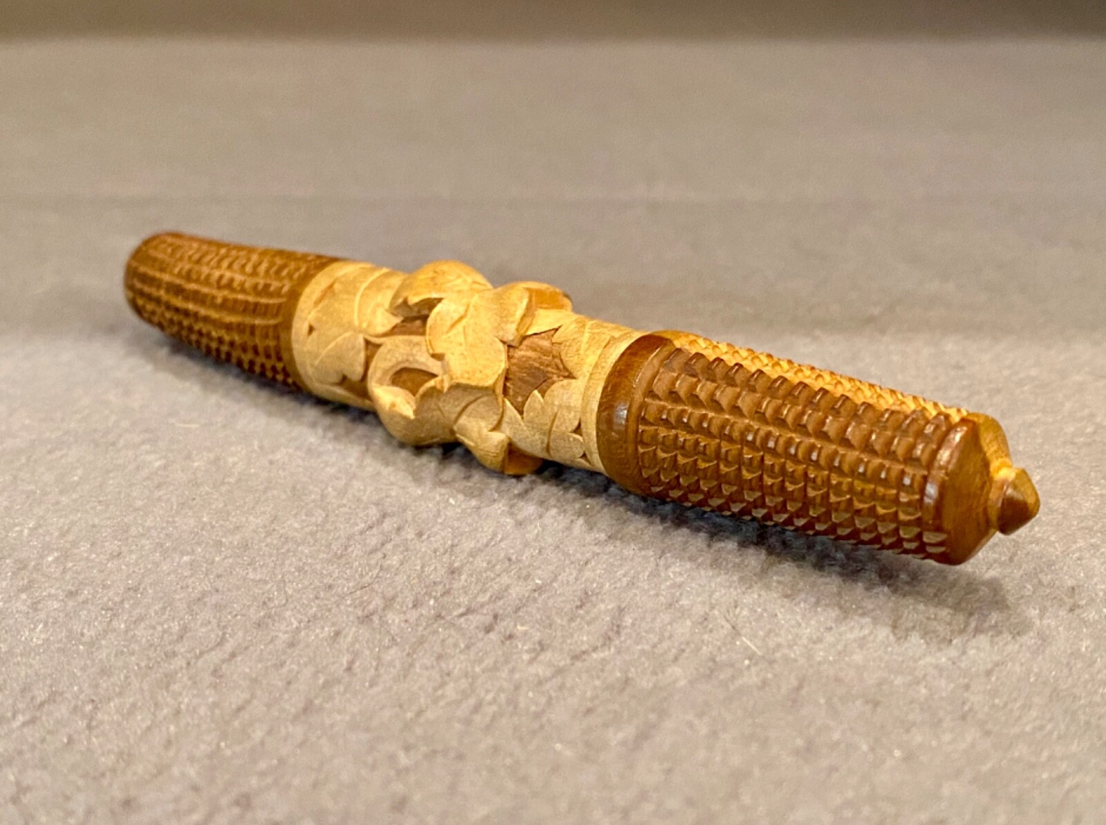 French Antique Needle Case - Carved Wood Needle Case , EXCELLENT CONDITION