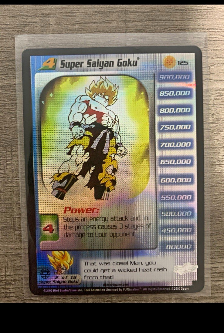 SCORE 2000 Dragon Ball Z Super Saiyan Goku Hologram Card #125 English SCORE 2000 Dragon Ball Z Super Saiyan Goku Hologram Card #125 English