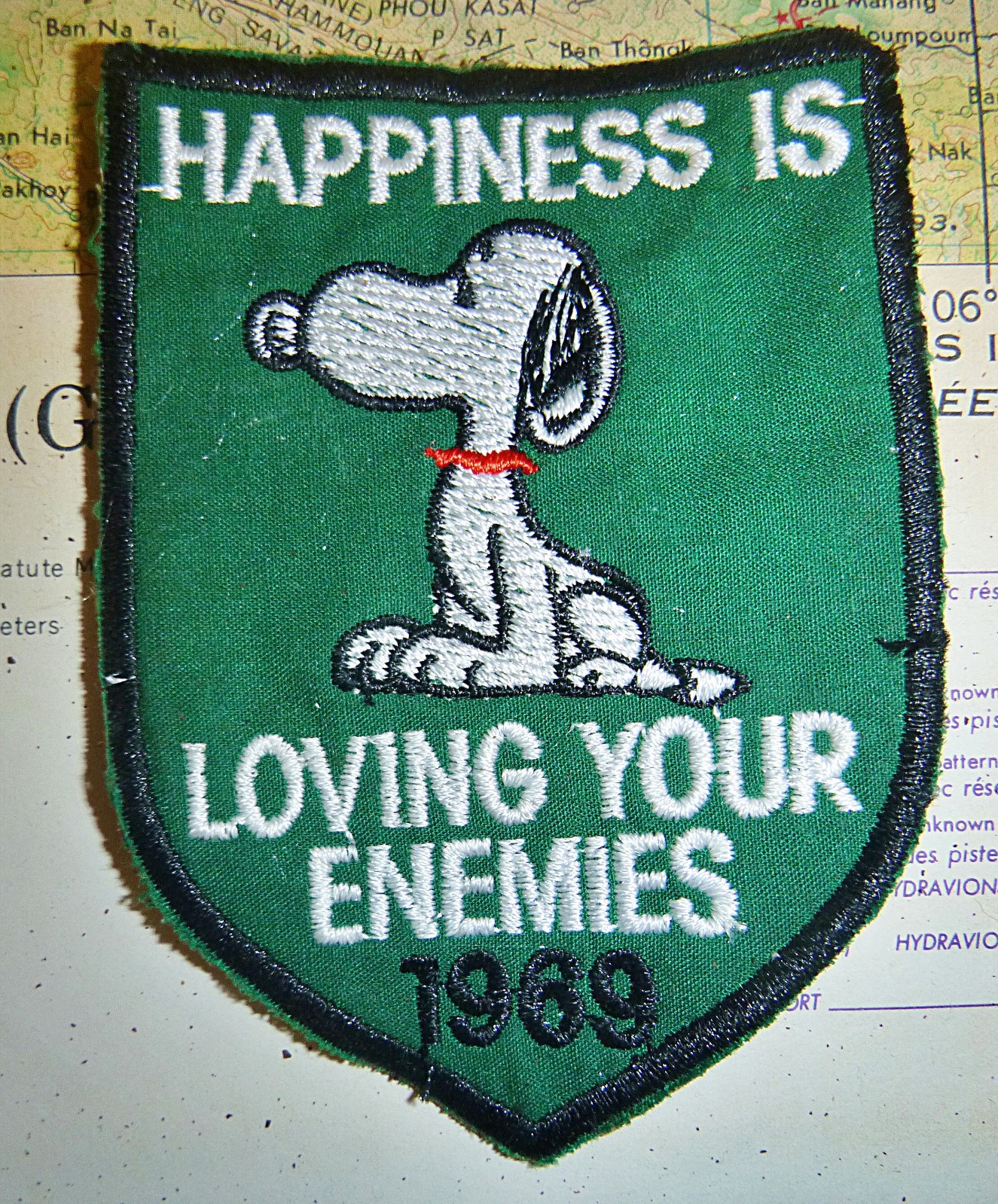 Snoopy Patch - 1969 - Happiness is Loving Your Enemies - Vietnam War - xxxx S