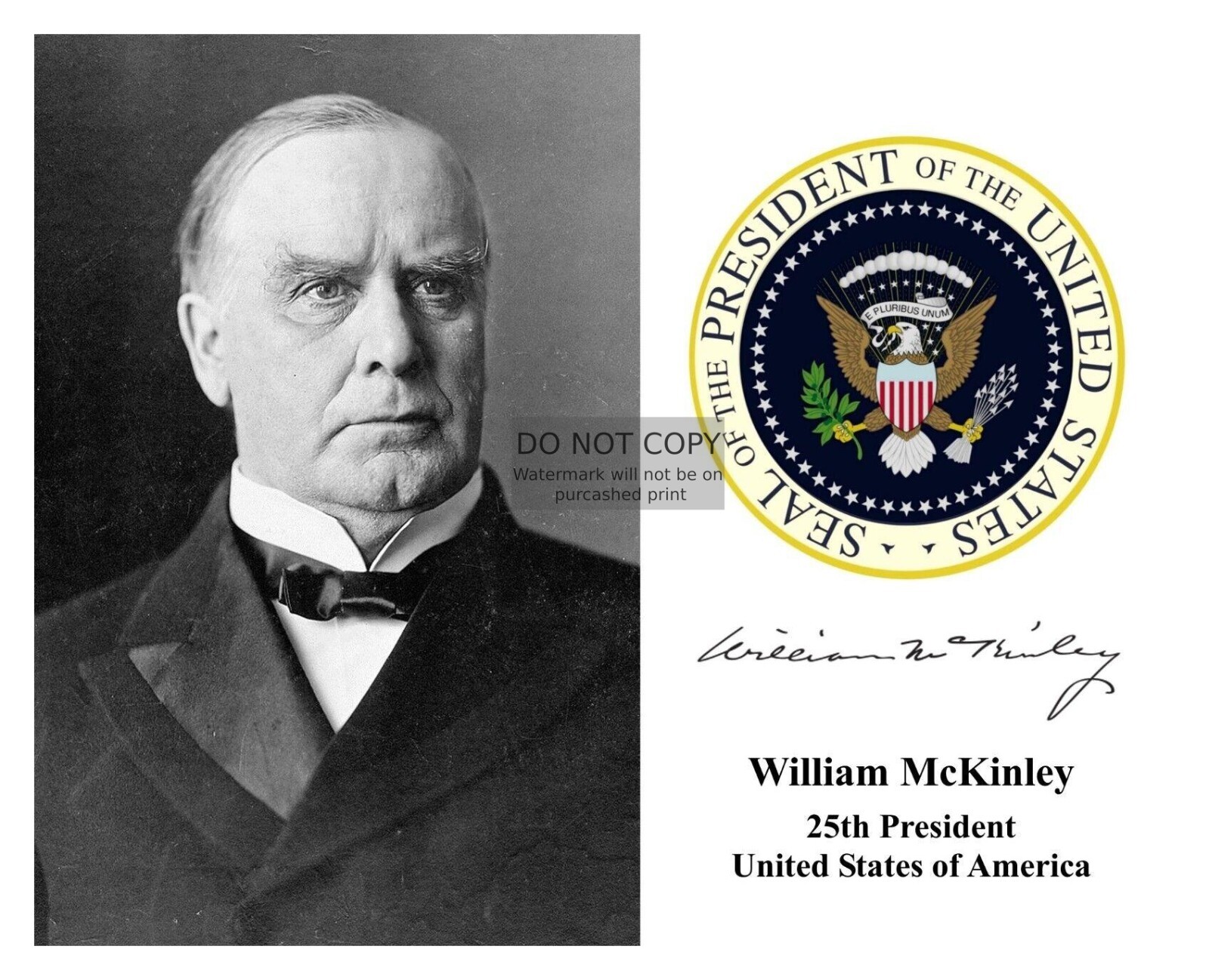 PRESIDENT WILLIAM McKINNLEY PRESIDENTIAL SEAL AUOTGRPAHED 8X10 PHOTOGRAPH PRESIDENT WILLIAM McKINNLEY PRESIDENTIAL SEAL AUOTGRPAHED 8X10 PHOTOGRAPH