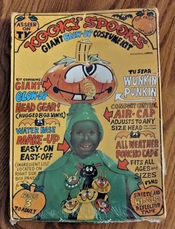 Vintage KOOKY SPOOKS WUNKIN PUNKIN Blow-up Halloween Costume SEALED NOS 1979