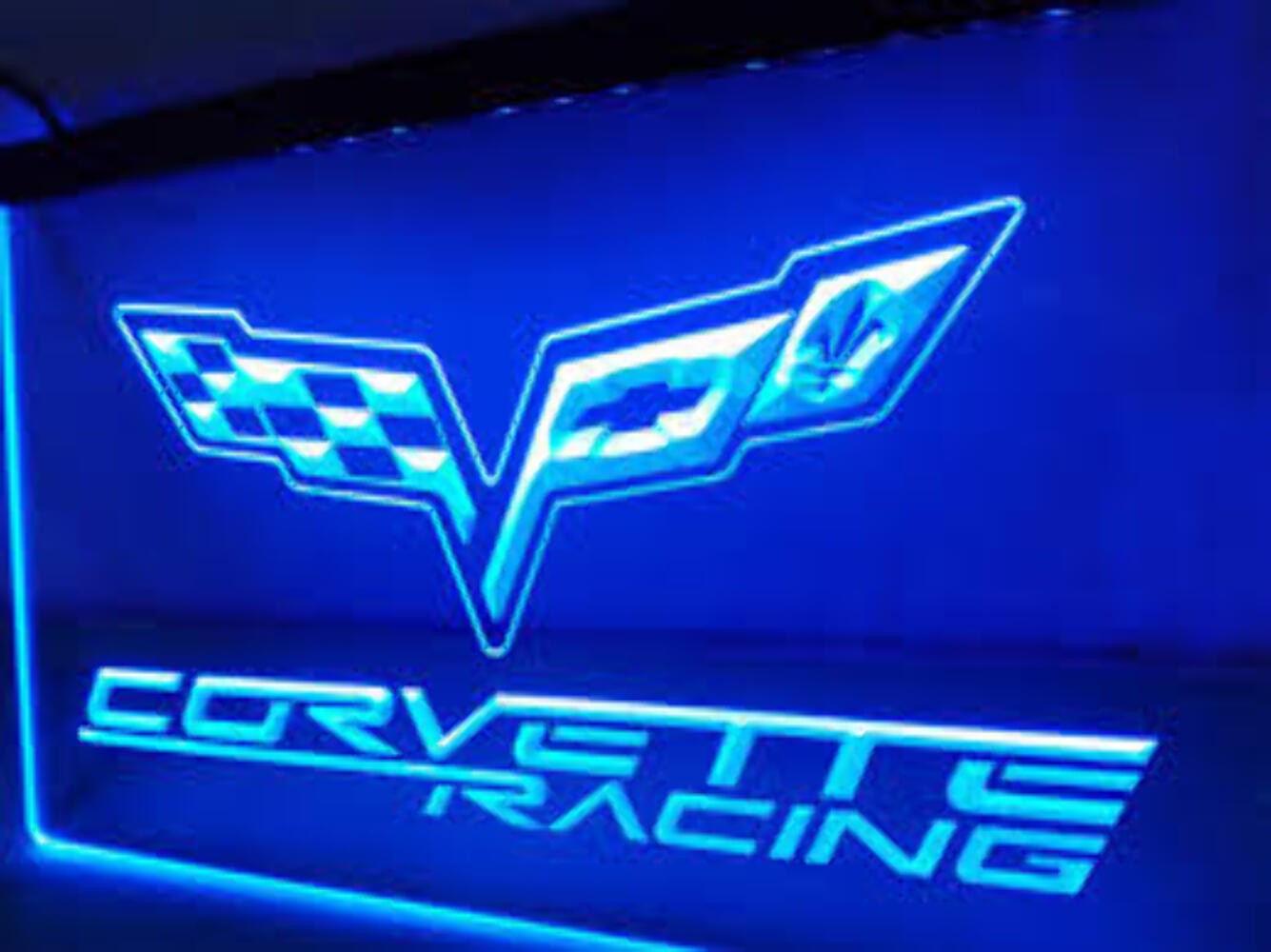 Corvette Racing LED Sign Garage Man Cave Chevrolet Car Wall Decor