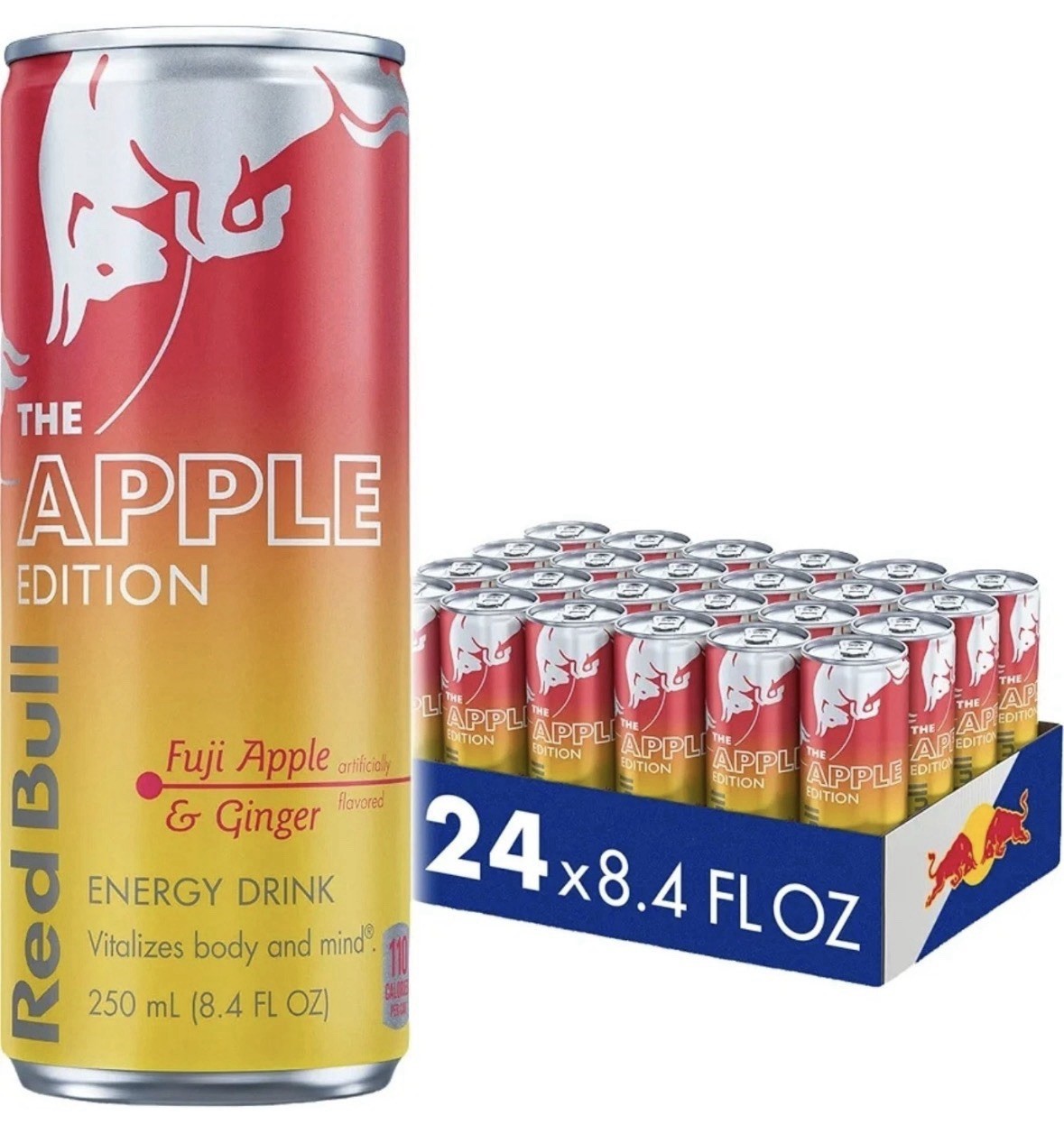 Red Bull Energy Drink, Fuji Apple & Ginger, Apple Edition 8.4 Fl oz (24 Cans)
