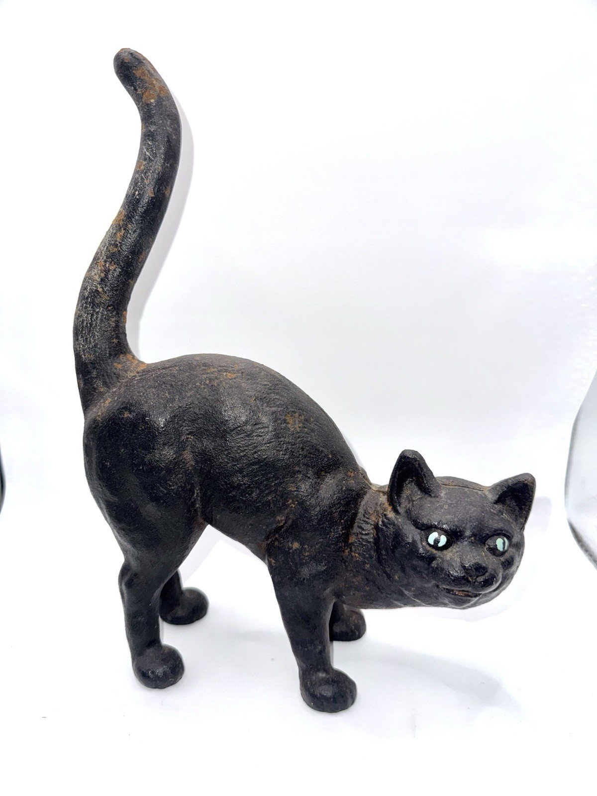 ANTIQUE BLACK CAT CAST IRON HUBLEY DOOR STOP #216 Halloween Decor