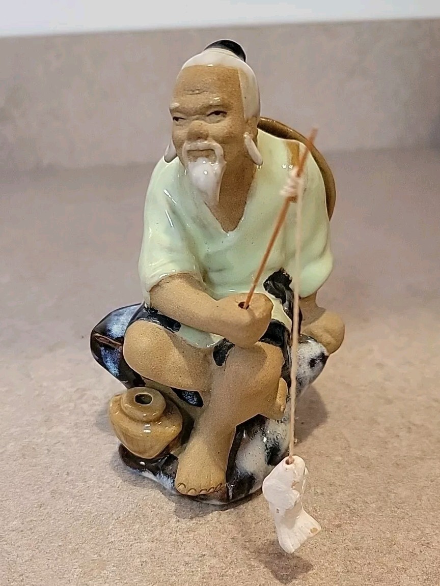 CHINESE MUD MEN MUD MAN ASIAN FISHERMAN FIGURINE CHINA 5