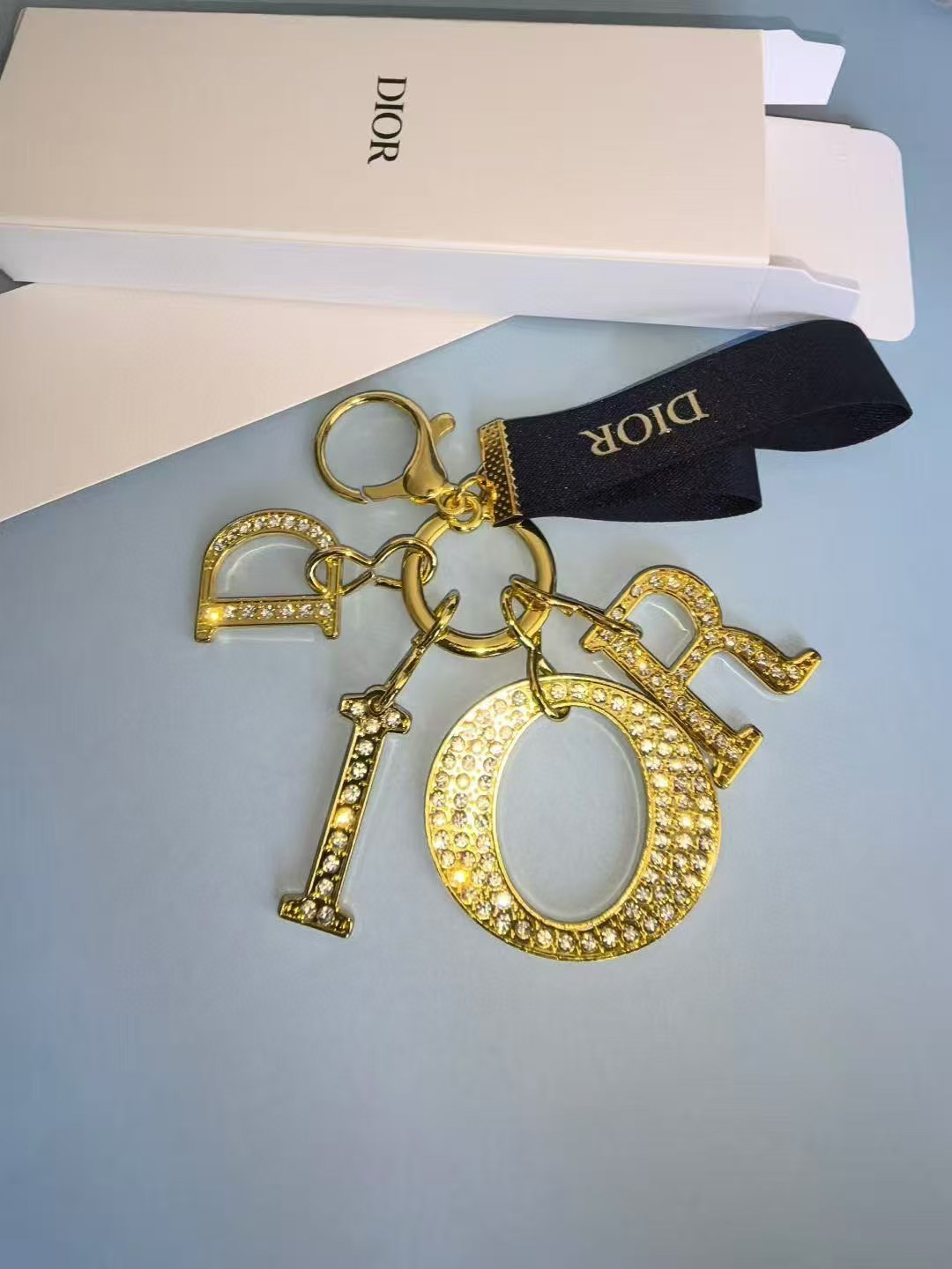 2026 VIP Gift Black Holiday Ribbon Key Ring crystal Key Chain Bag Charm