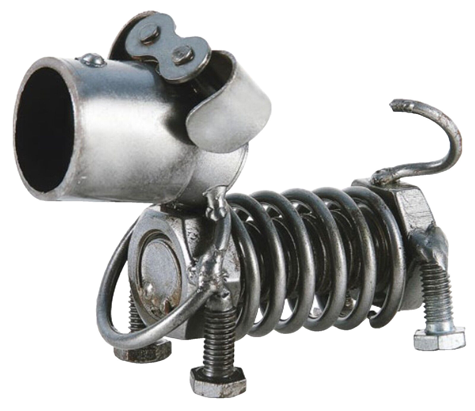 Spring Dog Hand Crafted Recycled Metal Art Sculpture Figurine  