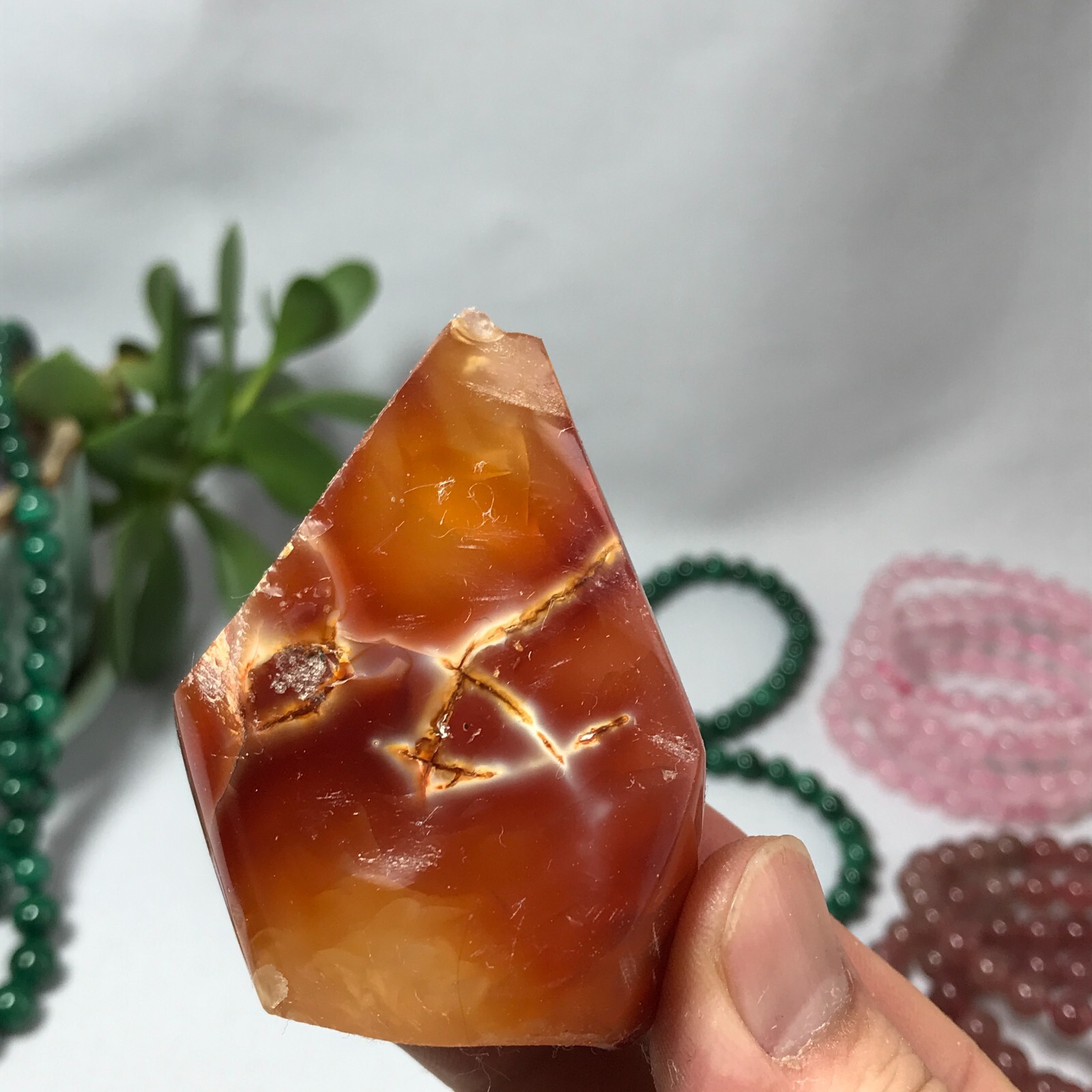 109g TOP MADAGASCAR NATURAL Red Agate QUARTZ CRYSTAL Freeform The torch A8605