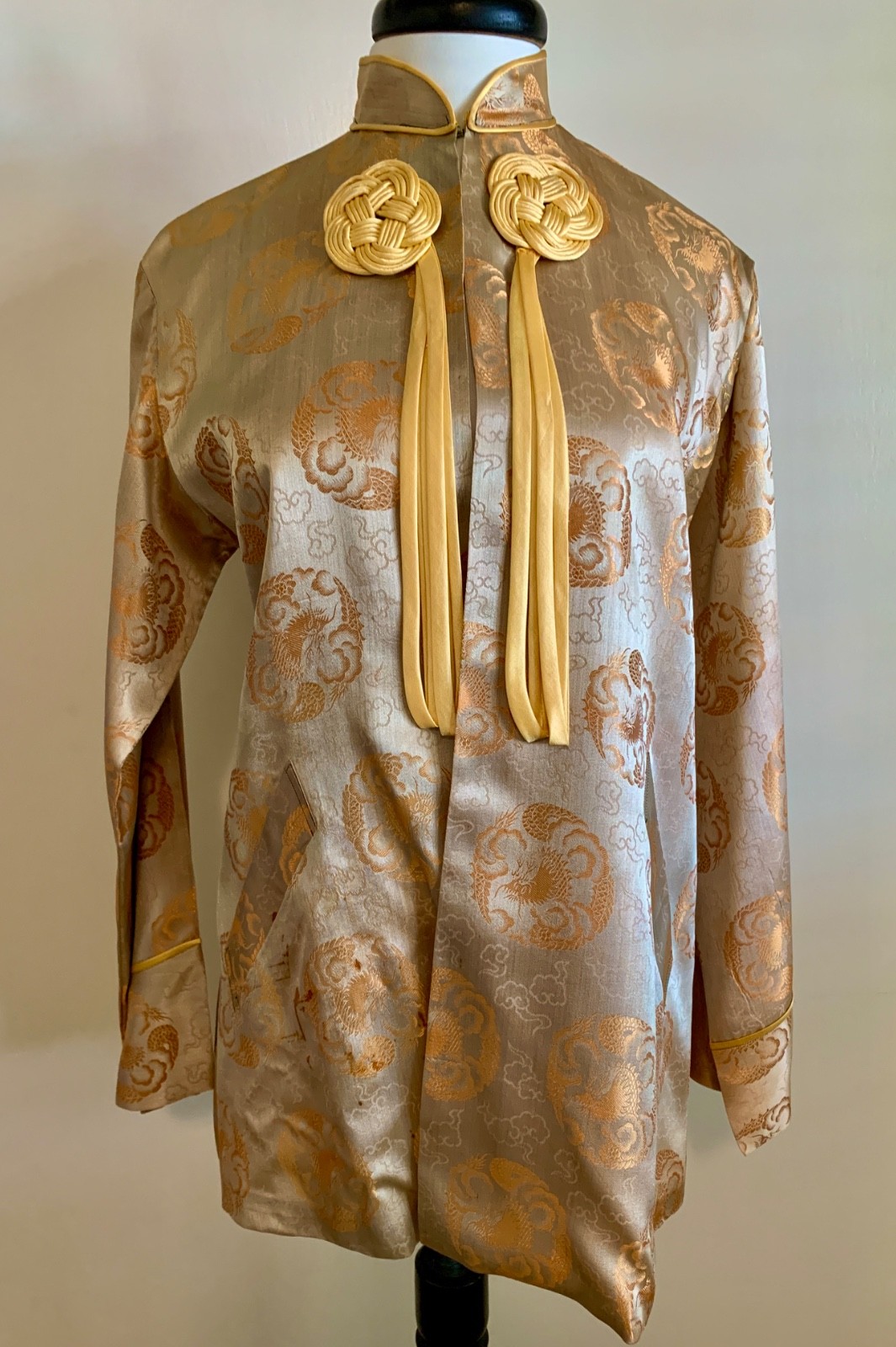 Vintage 1930s-40s Asian Chinese Silk Brocade Cape Jacket—Stunning Rare Tassels