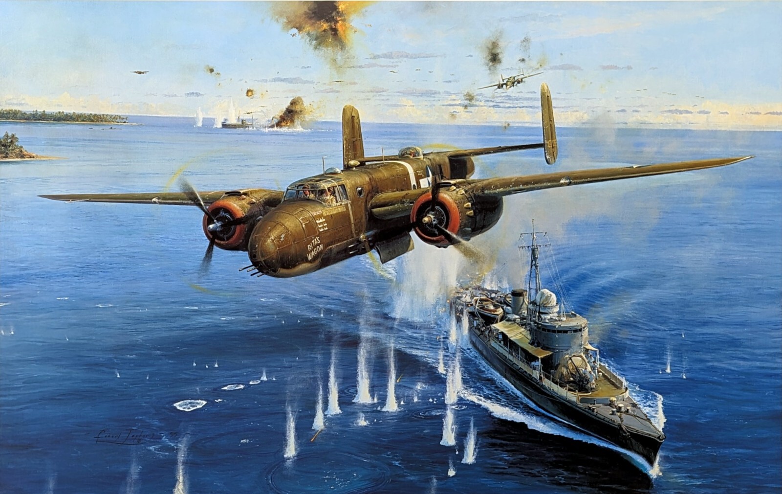 Air Apaches on the Warpath by Robert Taylor signed by four WW2  B25 Pilots
