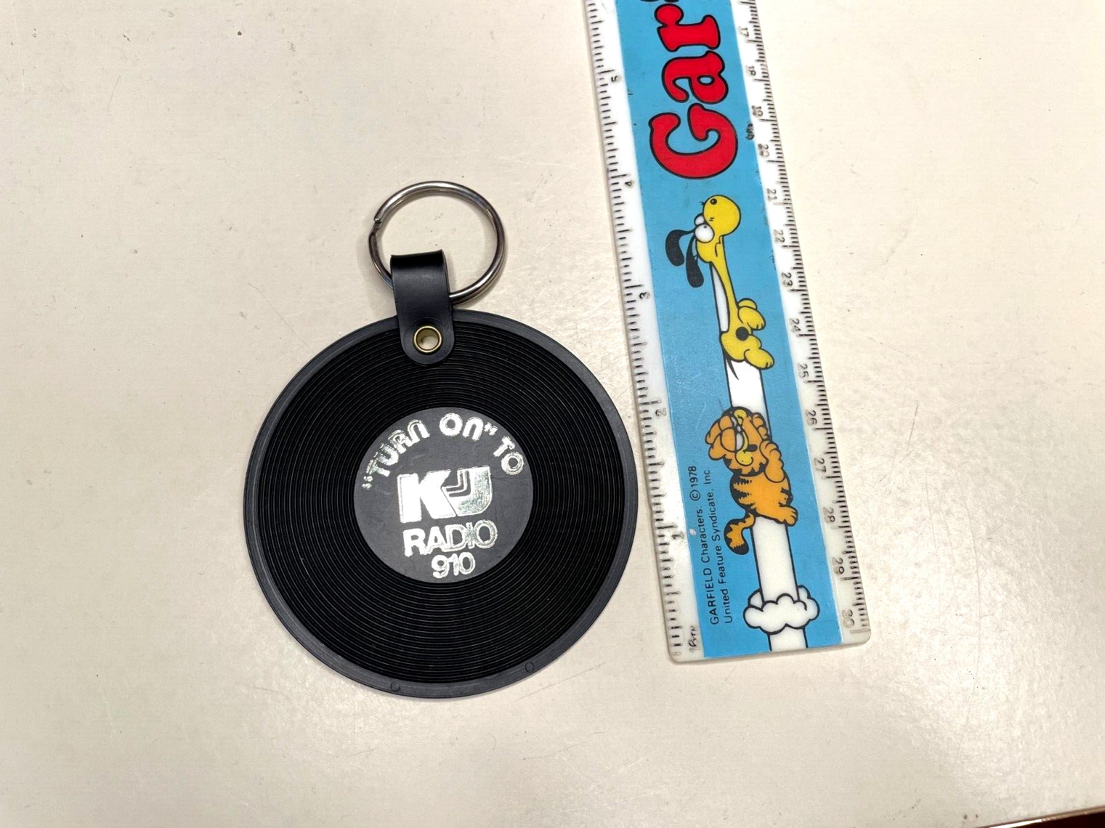 Vintage Vinyl Record Key Chain Fob DJ NOS Plastic 1970s 80s Keychain