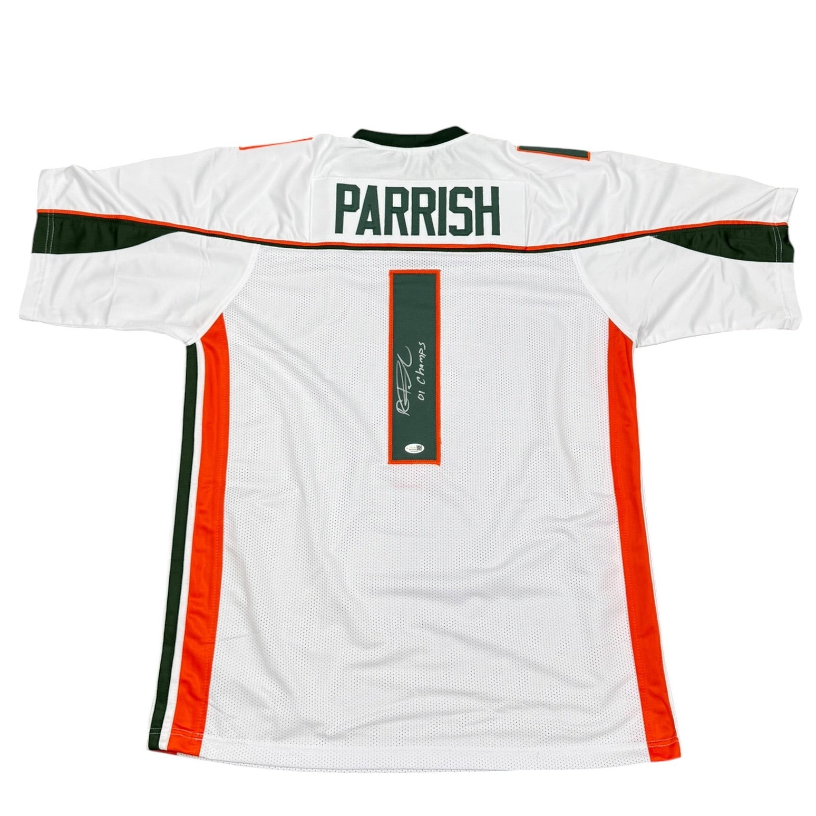 Roscoe Parrish Autographed Miami (White #1) Custom Stitched Jersey - JSA