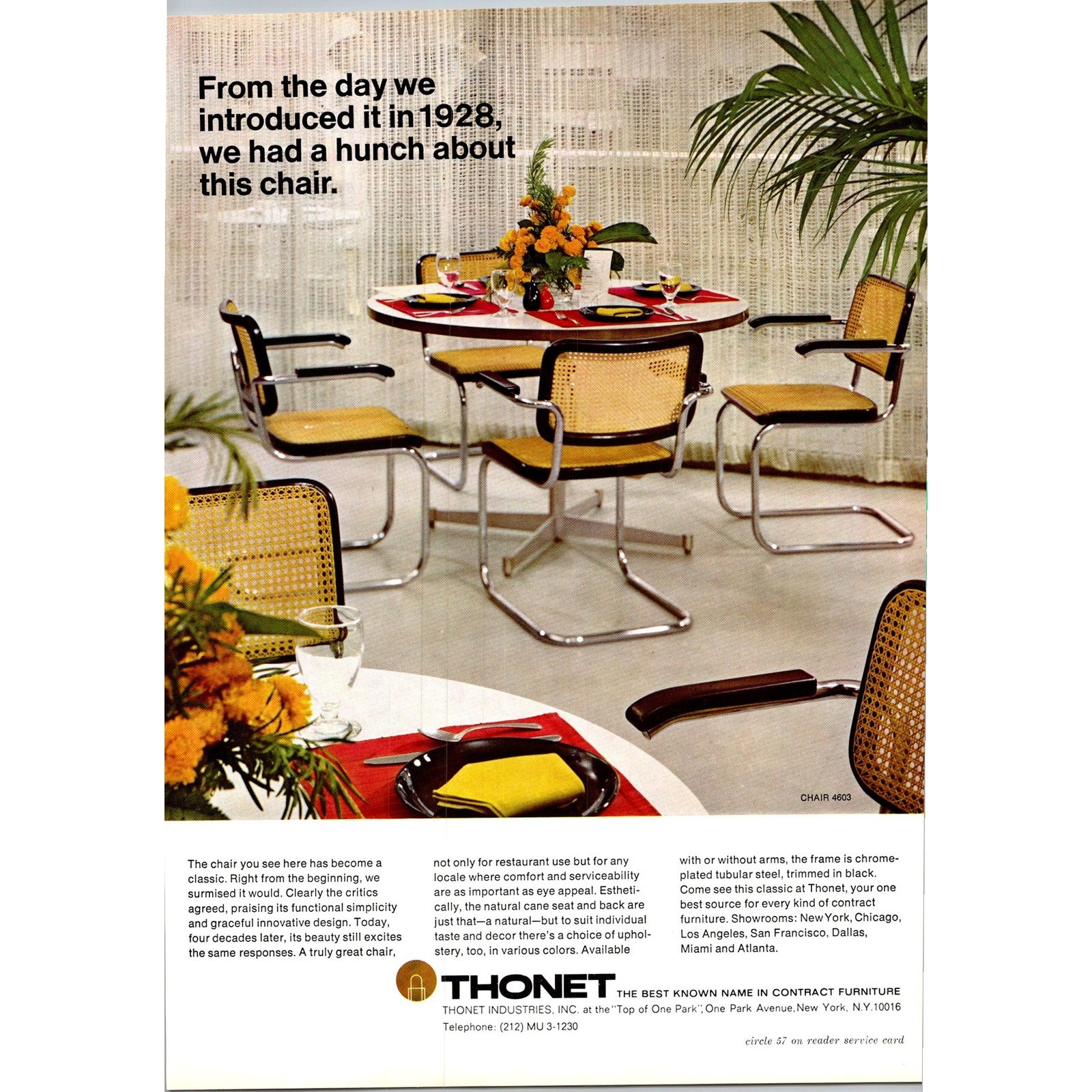 Thonet Industries Inc. Known Name in Contract Furniture New York NY 1969 Ad SJ4