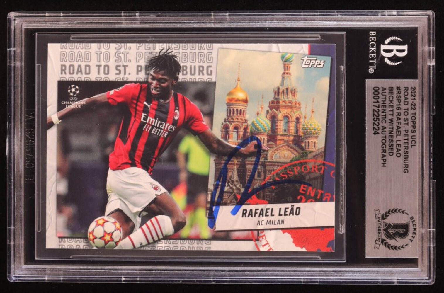 Rafael Leao Signed 2021-22 Topps UCL Road to St. Petersburg #RSP16 (BGS) Beckett